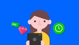 An early years child uses a tablet to play video games.