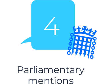 Icon showing 4 parliamentary mentions.