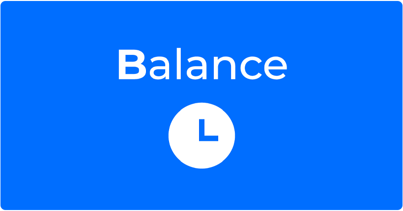Text read Balance for Balance screen time with a clock icon.