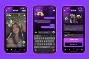 Screenshots from the PNK app.