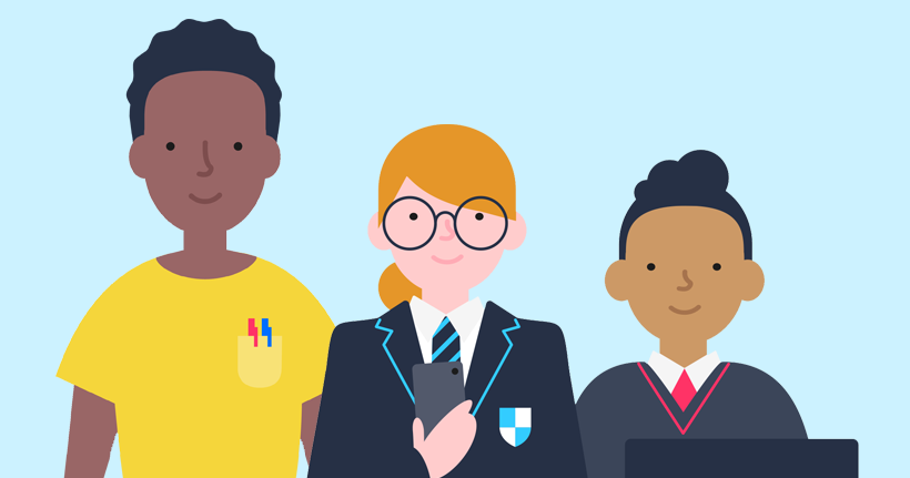 A teacher with two students.